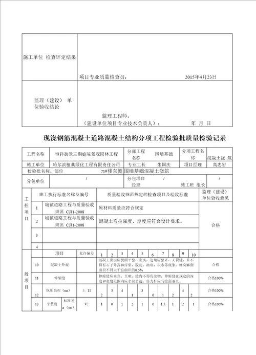 围墙基础报验 沟槽开挖检验批质量验收记录表等严选内容