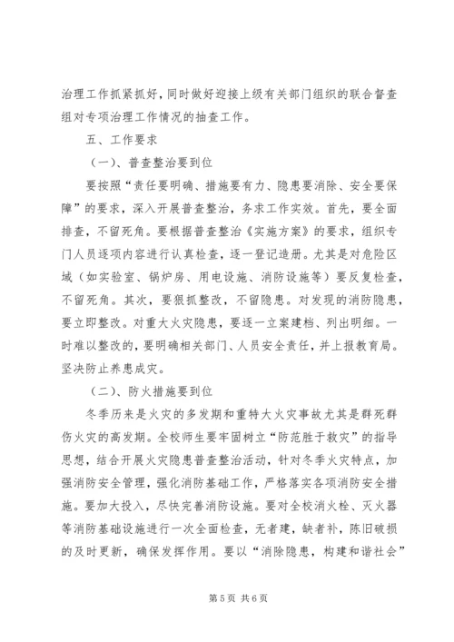 ＸＸ中学关于集中开展火灾隐患普查整治工作的实施方案-火灾隐患整治.docx