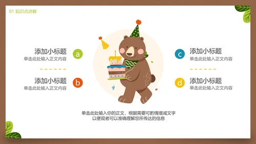 动物园小狮子幼儿启蒙教学通用PPT模板