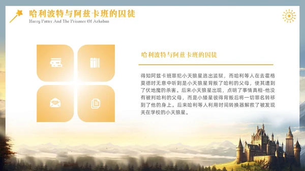 黄色插画风哈利波特魔法电影鉴赏万圣节影视培训通用PPT