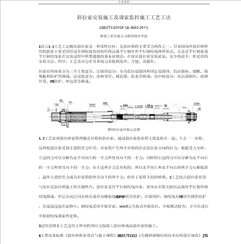 斜拉索安装施工和调索监控施工工艺工法