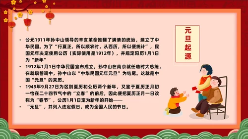 兔年快乐元旦的起源与习俗通用PPT模板