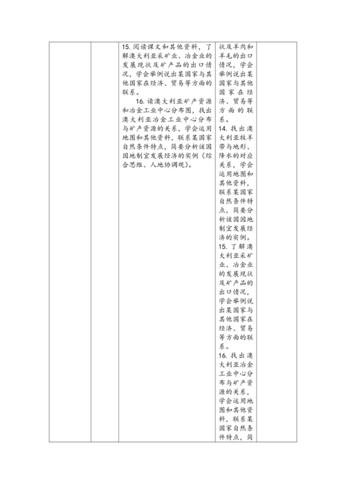 【大单元教学】东半球的其他地区和国家大单元整体教学--人教版（新课标）七下（单元分析 4课时教学设计