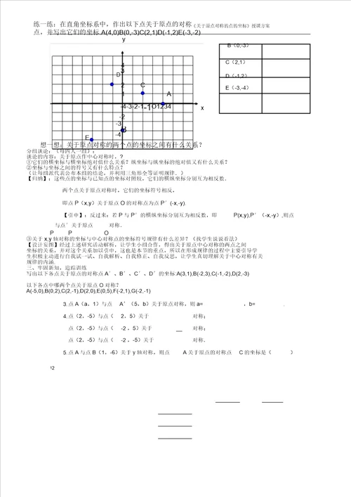 对于原点对称点坐标教学课件