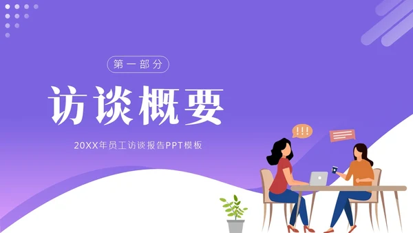 员工访谈工作报告PPT模板人物访谈