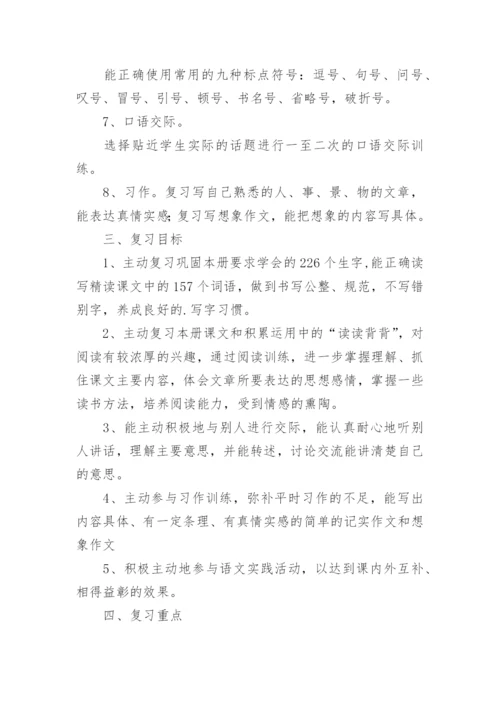 五年级下册语文期末复习计划.docx