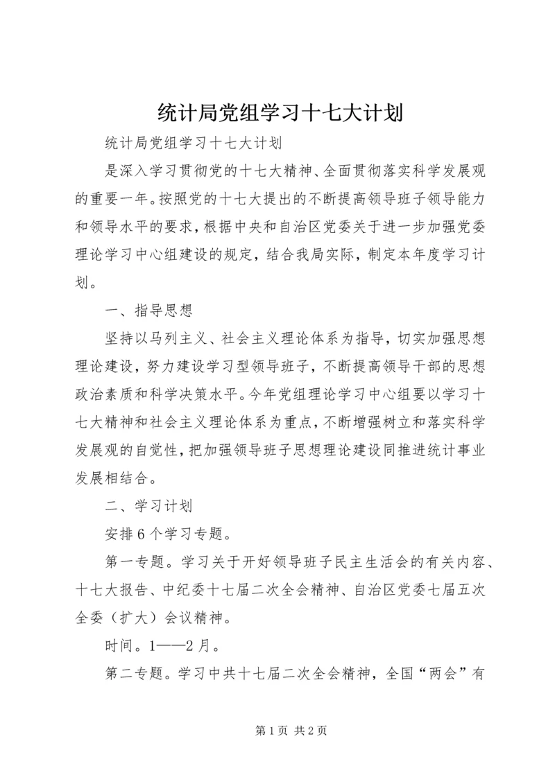 统计局党组学习十七大计划.docx