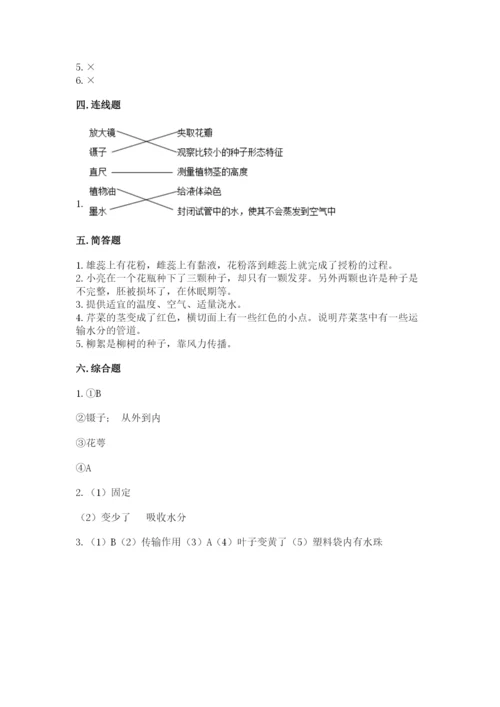 科学四年级下册第一单元植物的生长变化测试卷及参考答案（研优卷）.docx