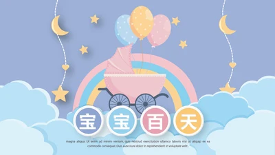 卡通可爱我100天啦百天电子相册PPT动态模板