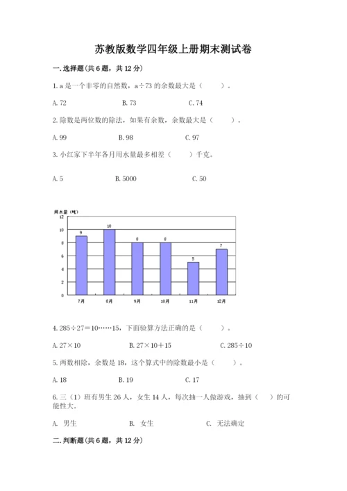 苏教版数学四年级上册期末测试卷附答案（名师推荐）.docx