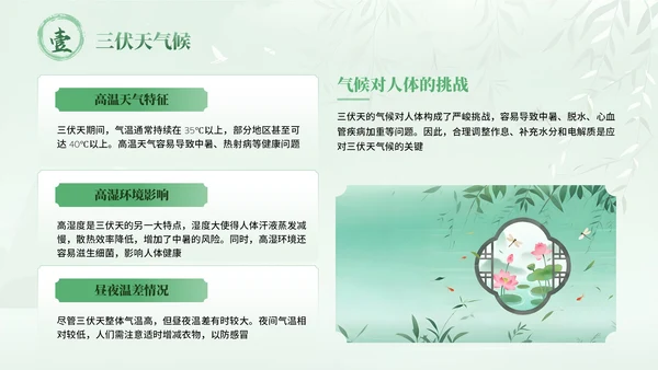 绿色中国风三伏天养生指南PPT模板