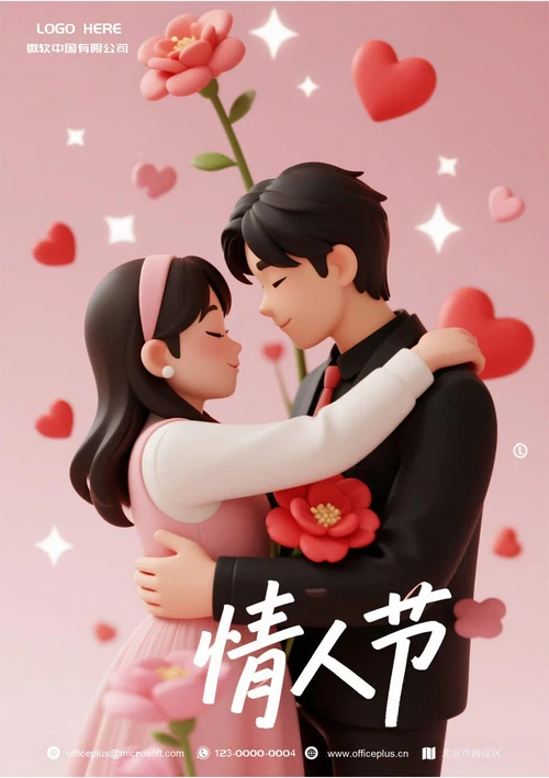 七夕情人节营销海报(爱心拥抱)