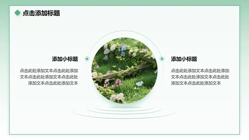 绿色小清新风花团锦簇主题汇报PPT模板