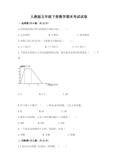 人教版五年级下册数学期末考试试卷【全国通用】.docx