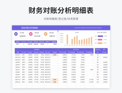 财务对账分析明细表
