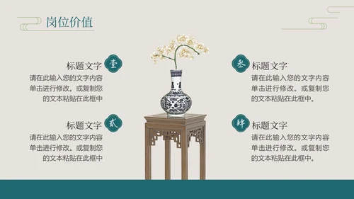 深青色中国风花鸟年终工作总结年终总结