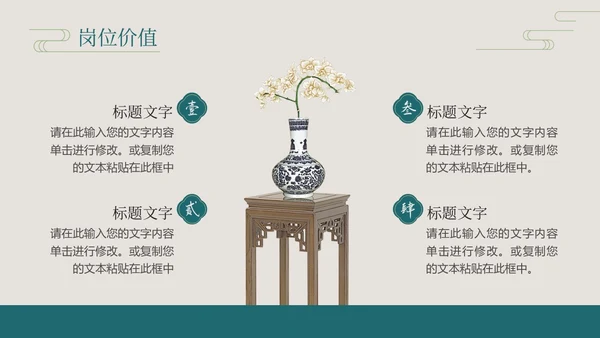 深青色中国风花鸟年终工作总结年终总结