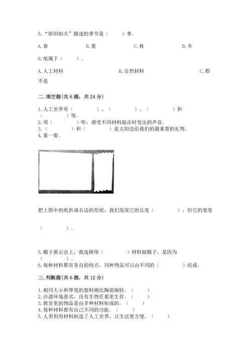 教科版科学二年级上册《期末测试卷》【学生专用】.docx