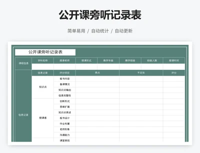 公开课旁听记录表