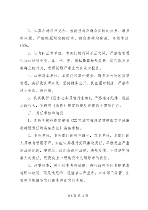 社区城管党风廉政责任书.docx