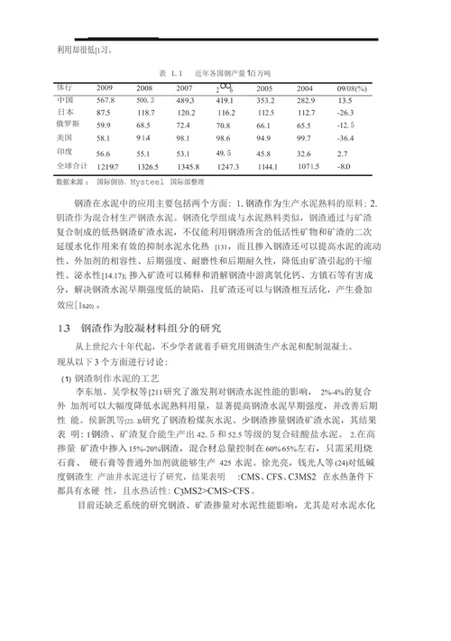 低热钢渣矿渣水泥标准研究