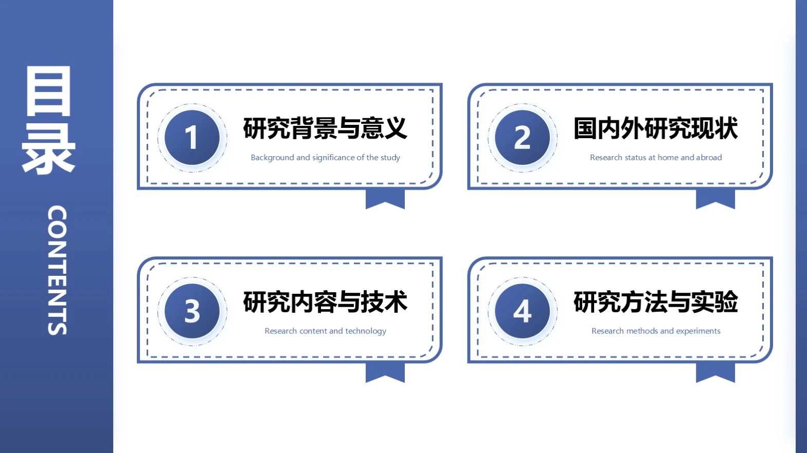 蓝色商务简约风学术答辩通用目录单页