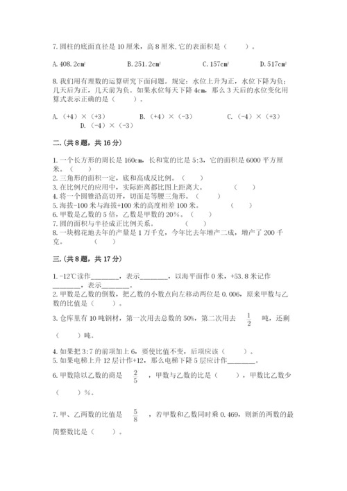 小学六年级数学摸底考试题【夺冠系列】.docx