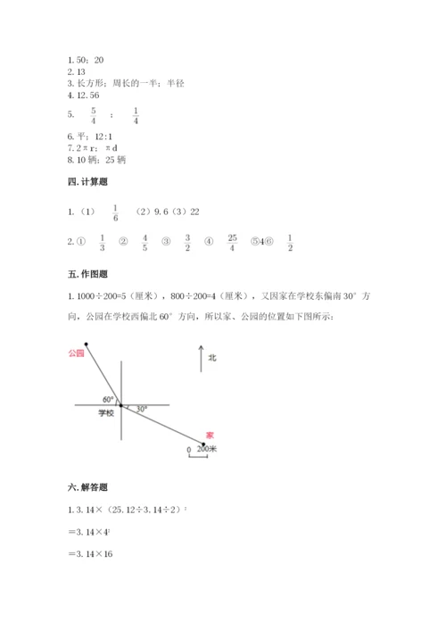 人教版小学六年级上册数学期末测试卷【研优卷】.docx