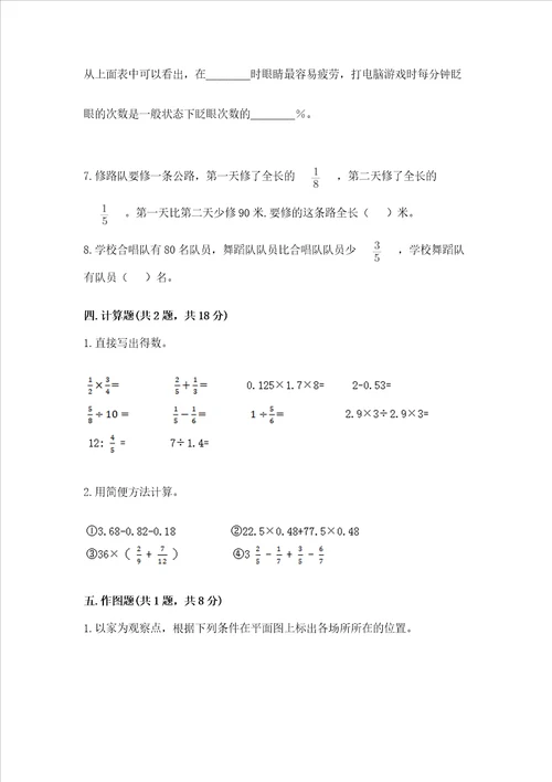 六年级上册数学期末测试卷及完整答案典优