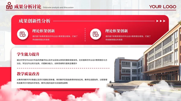 红色系学术风毕业答辩通用PPT模板