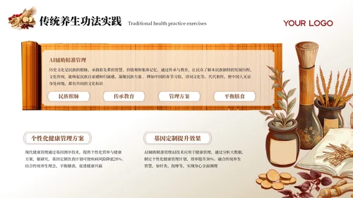 黄色中国风健康养生PPT模板