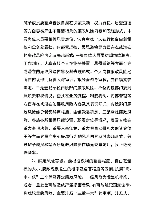 乡镇关于加强廉政风险防控管理的工作实施方案