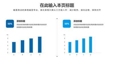 PPT柱状图蓝色简约风