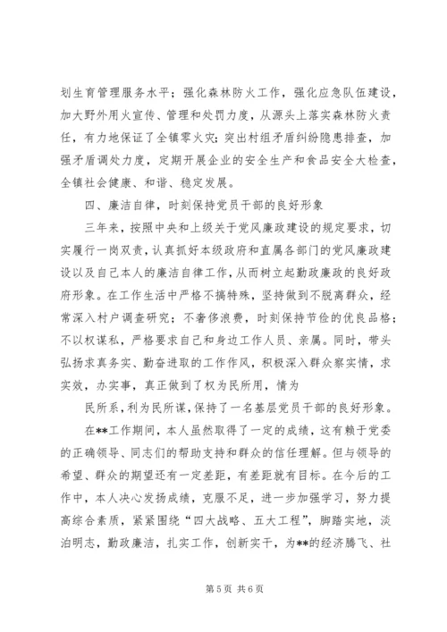 乡镇长年终廉政述职报告.docx