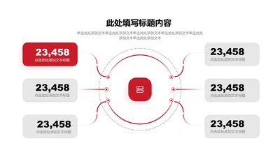 关系页-红色商务风6项圆形分布图示