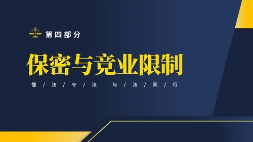 黄蓝双色简约商务大气知法懂法与法同行公司法律知识讲座宣传PP世界法律日
