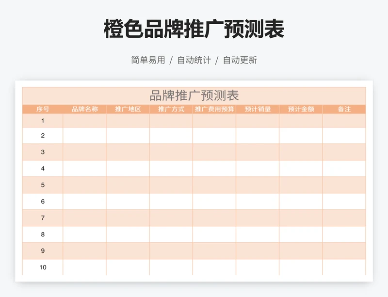 橙色品牌推广预测表