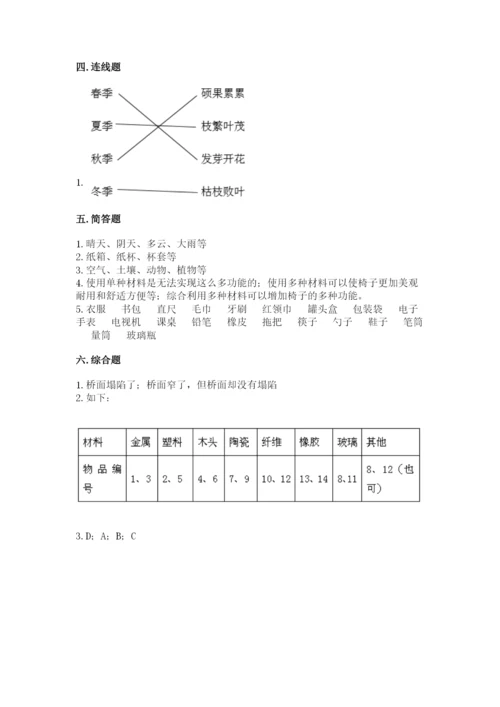 教科版二年级上册科学期末测试卷（考点提分）.docx