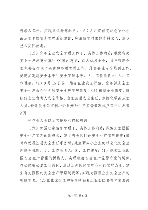 开展非公有制小企业安全生产监督管理试点工作计划 (8).docx