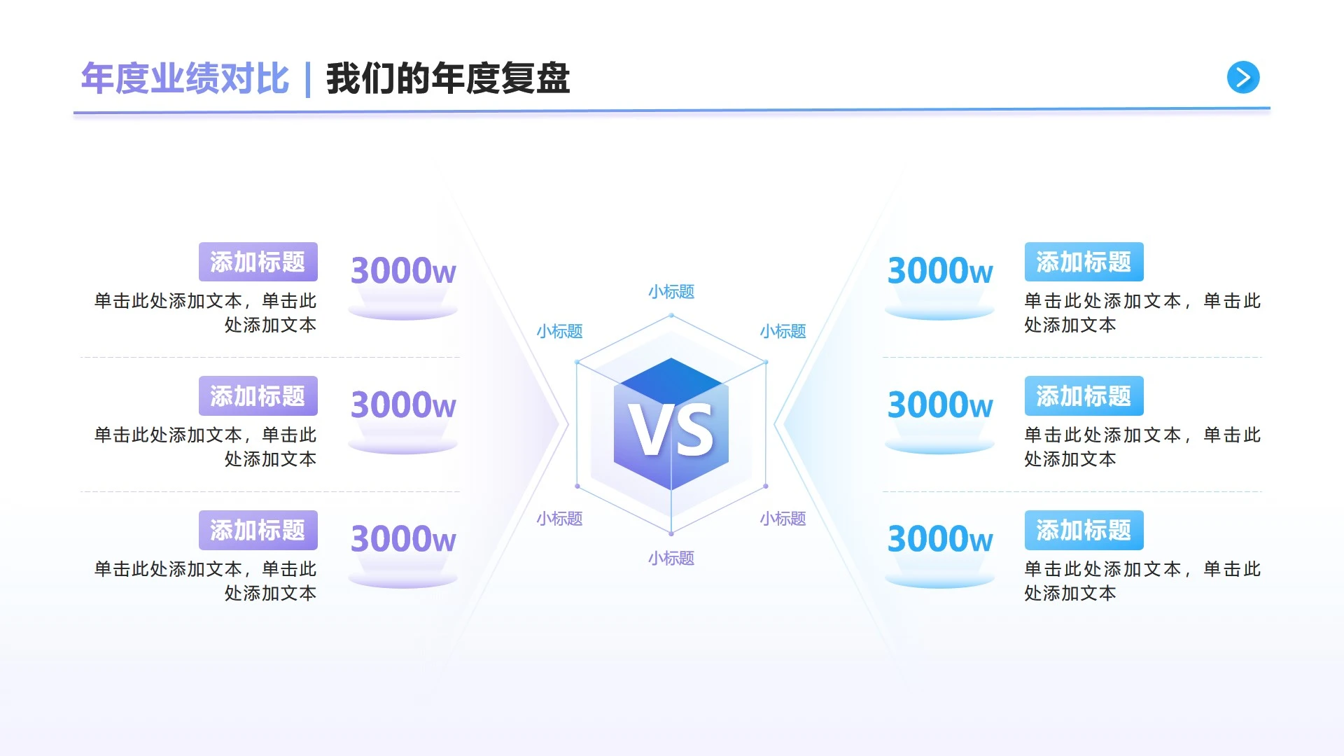 蓝紫色渐变年度总结对比正文页PPT单页