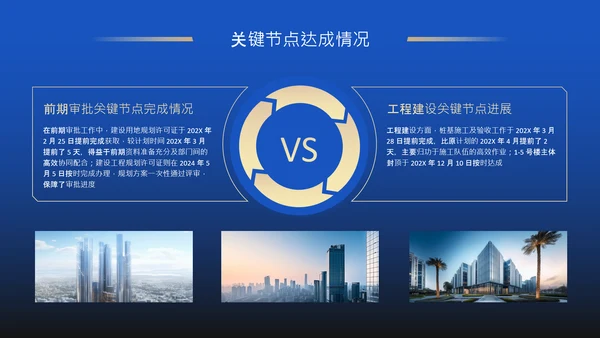 蓝色商务风房地产项目年度工程进度述职PPT
