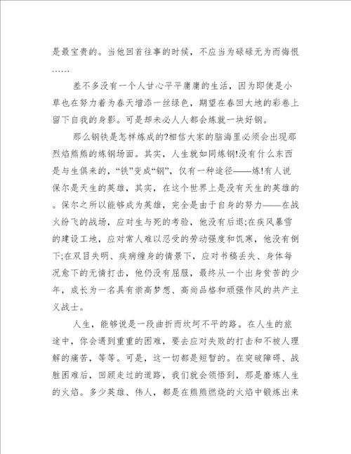 钢铁是怎样炼成的读后感六年级