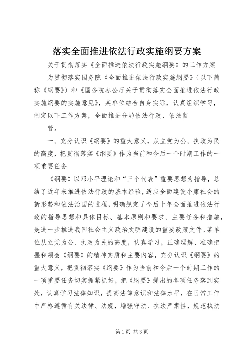 落实全面推进依法行政实施纲要方案 (2).docx