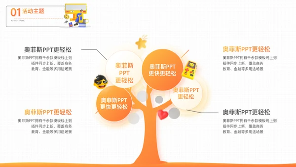 橙色3D风大学校园社团活动招生