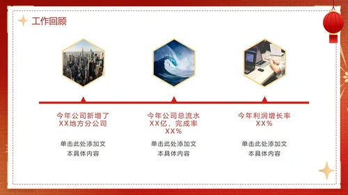 红色渐变新年开工大吉工作总结PPT模板