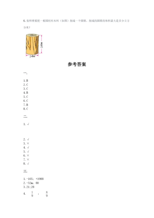 小学六年级下册数学摸底考试题精品【名师推荐】.docx