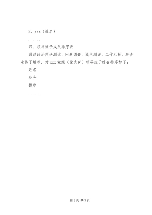 巡察XX党组（党支部）领导班子建设和运行情况报告.docx