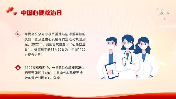 红色简约中国1120心梗救治日PPT模板宣传PPT动态PPT..