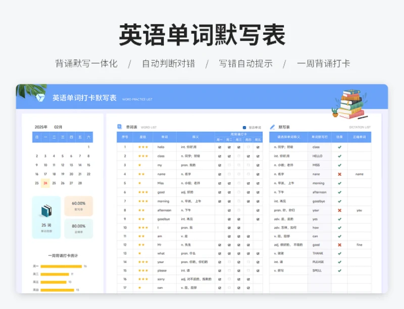 英语单词默写表