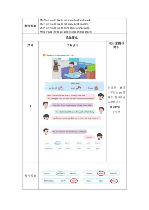 PEP 五上Unit3 What would you like 作业设计